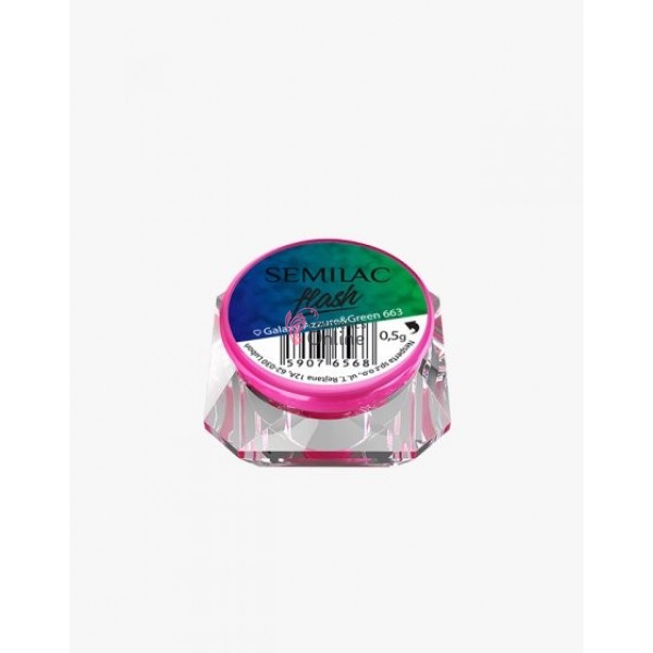 Pigment Semilac pentru gel Semiflash tip fulgi Flash Galaxy Azzure Green 663